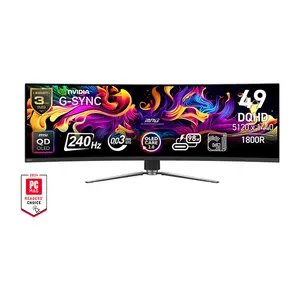 MSI MPG 491CQPX 49 Inch Curved QD-OLED Gaming Monitor, DQHD 5120×1440 Resolution, 240Hz Refresh Rate, 0.03ms GtG Response Time, Quantum Dot OLED Panel, Premium Ultra-Wide Gaming Display