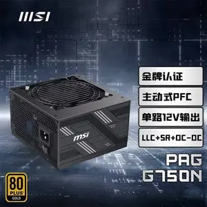 MSI PAG G750N 750W Power Supply, 80 PLUS Gold Certified Efficiency, High-Efficiency Power Delivery Design, Reliable ATX PSU for Gaming and Professional Systems