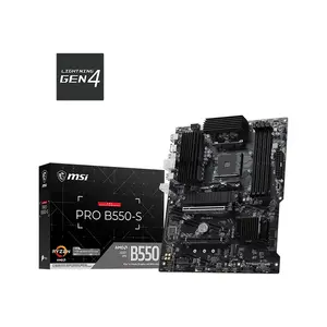 MSI PRO B550-S AMD B550 ATX Motherboard, AM4 Socket, Ryzen 5000 Series Support, 4x DDR4 Up to 128GB 4800+ MT/s OC, PCIe 4.0 x16, Dual M.2, USB 10Gbps Type-C, HDMI & Gigabit LAN
