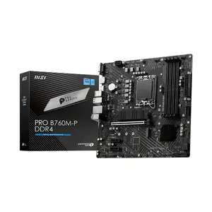 MSI PRO B760M-P DDR4 Micro-ATX Motherboard, LGA1700 Socket, PCIe 4.0 Support, Dual Channel DDR4 Memory, Intel Core 14th Gen Ready Business and Productivity Motherboard