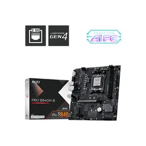 MSI PRO B840M-B Micro-ATX Motherboard, AMD B840 Chipset, AM5 Socket, DDR5 Memory Support, Business and Productivity Ryzen Desktop Platform Motherboard
