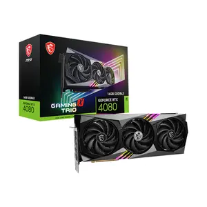 MSI GeForce RTX 4080 16GB GAMING X TRIO GDDR6X Graphics Card, Triple Fan Cooling, PCIe 4.0, HDMI 2.1a, DisplayPort 1.4a