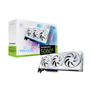 MSI GeForce RTX 5060 Ti 16G GAMING TRIO OC WHITE 16GB GDDR7 Graphics Card, Triple Fan Cooling, PCIe 5.0, HDMI 2.1b, DisplayPort 2.1b