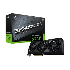 MSI GeForce RTX 5070 Ti 16G SHADOW 3X OC 16GB GDDR7 Graphics Card, Triple Fan Cooling, PCIe 5.0, HDMI 2.1b, DisplayPort 2.1b