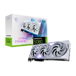 MSI GeForce RTX 5080 16G GAMING TRIO OC WHITE 16GB GDDR7 Graphics Card, Triple Fan Cooling, PCIe 5.0, HDMI 2.1b, DisplayPort 2.1b