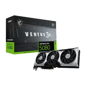 MSI GeForce RTX 5080 16G VENTUS 3X OC PLUS 16GB GDDR7 Graphics Card, Triple Fan Cooling, PCIe 5.0, HDMI 2.1b, DisplayPort 2.1b