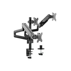 MXG BMA-36 Triple Monitor Arm Mount, Pole-Mounted Design, Aluminum Spring-Assisted Mechanism, Triple Display Support, Ergonomic Multi-Monitor Desk Mount Solution