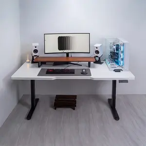MXG DMD-01 Dual Motor Motorized Sit-Stand Desk White Matte Edition, 0.75-Inch Thick Desktop Surface, Electric Height Adjustment System, Ergonomic Workstation for Office and Gaming Environments