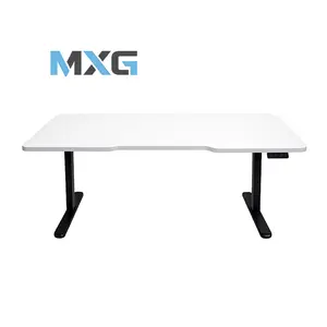 MXG DMD-01 Dual Motor Motorized Sit-Stand Desk White Matte Edition, 0.75-Inch Thick Desktop Surface, Electric Height Adjustment System, Ergonomic Workstation for Office and Gaming Environments
