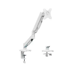 MXG EMA-12W Single Monitor Arm Mount White Edition, Mechanical Spring Adjustment Design, Adjustable Display Support, Ergonomic Monitor Positioning System, Space-Saving Desk Mount Solution