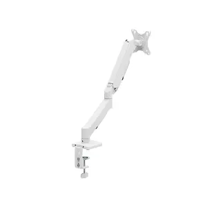 MXG EMA-12W Single Monitor Arm Mount White Edition, Mechanical Spring Adjustment Design, Adjustable Display Support, Ergonomic Monitor Positioning System, Space-Saving Desk Mount Solution