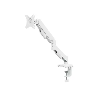MXG EMA-12W Single Monitor Arm Mount White Edition, Mechanical Spring Adjustment Design, Adjustable Display Support, Ergonomic Monitor Positioning System, Space-Saving Desk Mount Solution