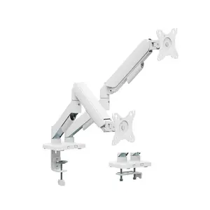 MXG EMA-24W Dual Monitor Arm Mount White Edition, Mechanical Spring Adjustment Design, Adjustable Dual Display Support, Ergonomic Multi-Monitor Positioning System, Desk Mount Solution