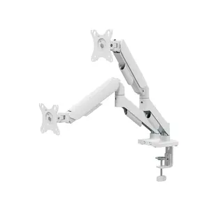 MXG EMA-24W Dual Monitor Arm Mount White Edition, Mechanical Spring Adjustment Design, Adjustable Dual Display Support, Ergonomic Multi-Monitor Positioning System, Desk Mount Solution