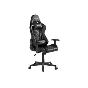 MXG GCH-01 Diamond Quilted PU Gaming Chair Full Black Edition, Premium PU Leather Upholstery, Adjustable Headrest Cushion, Lumbar Support System, Ergonomic Gaming Seating Solution