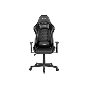 MXG GCH-01 Diamond Quilted PU Gaming Chair Full Black Edition, Premium PU Leather Upholstery, Adjustable Headrest Cushion, Lumbar Support System, Ergonomic Gaming Seating Solution