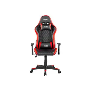 MXG GCH-01 Diamond Quilted PU Gaming Chair Red Black Edition, Premium PU Leather Upholstery, Adjustable Headrest Cushion, Lumbar Support System, Ergonomic Gaming Seating Solution