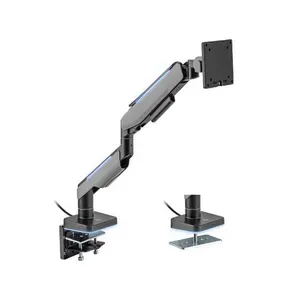 MXG HMA-12R Heavy Duty RGB Monitor Arm Matte Black Edition, Support for Displays up to 49 Inches, Premium Aluminum Construction, Integrated RGB Lighting, Ergonomic Desk Mount Monitor Arm