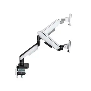 MXG HMA-12R Heavy Duty RGB Monitor Arm Matte White Edition, Support for Displays up to 49 Inches, Premium Aluminum Construction, Integrated RGB Lighting, Ergonomic Desk Mount Monitor Arm