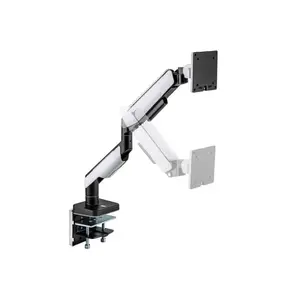 MXG HMA-12R Heavy Duty RGB Monitor Arm Matte White Edition, Support for Displays up to 49 Inches, Premium Aluminum Construction, Integrated RGB Lighting, Ergonomic Desk Mount Monitor Arm