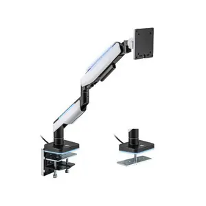 MXG HMA-12R Heavy Duty RGB Monitor Arm Matte White Edition, Support for Displays up to 49 Inches, Premium Aluminum Construction, Integrated RGB Lighting, Ergonomic Desk Mount Monitor Arm