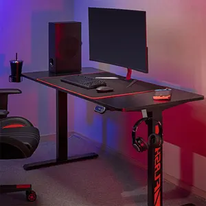 MXG MGD-01R Sit-Stand Gaming Desk Black Edition, Single Motor Height Adjustment System, RGB Lighting Effects, Creative Control Panel, Ergonomic Gaming and Productivity Workstation