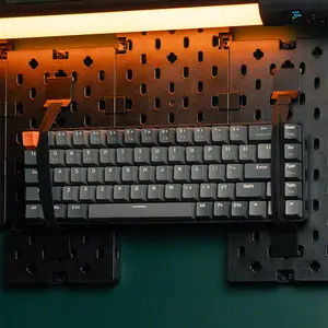 MXG PB-07 Gaming Pegboards Wall Mount Organizer Black Edition, 7-Piece Modular Panel Set, Customizable Wall Storage System, Gaming Setup Organization Solution, Desktop Accessory Organizer