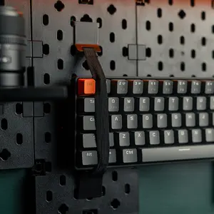 MXG PB-07 Gaming Pegboards Wall Mount Organizer Black Edition, 7-Piece Modular Panel Set, Customizable Wall Storage System, Gaming Setup Organization Solution, Desktop Accessory Organizer