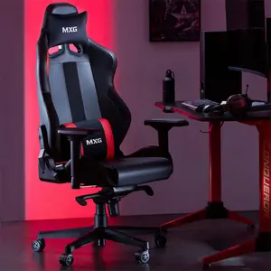 MXG PGC-01 Gaming Chair, Frog Mechanism Reclining Design, Premium PVC Leather Upholstery, Adjustable Headrest Cushion, Lumbar Support System, Ergonomic Gaming Seating Solution