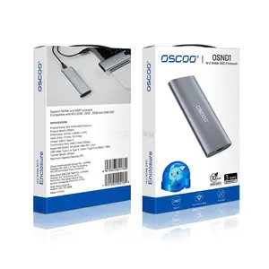 OSCOO SP2 M.2 NGFF & NVMe SSD Enclosure, USB 3.2 Gen 2 Type-C 10Gbps External SSD Case, Aluminum + PC, Supports M.2 2230/2242/2260/2280, M-Key, B-Key & M+B Key, Up to 2TB, Windows, macOS & Linux