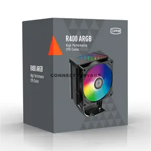 PCCOOLER R400 ARGB Black CPU Air Cooler, 180W TDP, 4× 6mm Heat Pipes, 92mm PWM ARGB Fan, 800–2200 RPM, Up to 40.94 CFM Airflow, 133mm Height, Intel LGA1851/1700/1200/115X & AMD AM5/AM4