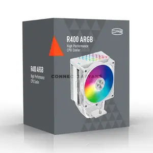 PCCOOLER R400 ARGB White CPU Air Cooler, 180W TDP, 4× 6mm Heat Pipes, 92mm PWM ARGB Fan, 800–2200 RPM, Up to 40.94 CFM Airflow, 133mm Height, Intel LGA1851/1700/1200/115X & AMD AM5/AM4