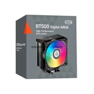 PCCOOLER RT500 Digital ARGB Black CPU Air Cooler, Smart Digital Monitor, 245W TDP, 5× 6mm Heat Pipes, 120mm PWM ARGB Fan, 500–2200 RPM, 73.32 CFM Airflow, 152mm Height, Intel LGA1851/1700/1200/115X & AMD AM5/AM4