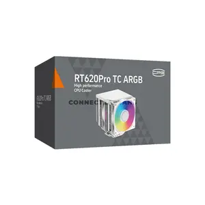 PCCOOLER RT620Pro TC ARGB White Dual-Tower CPU Air Cooler, 6× 6mm Heat Pipes, Dual 120mm PWM ARGB Fans, 500–2200 RPM, 73.32 CFM Airflow, 3.28mmH₂O Pressure, 157.5mm Height, Intel LGA1851/1700/1200/115X & AMD AM5/AM4