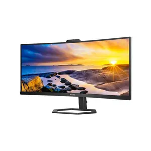 Philips 34E1C5600HE 34 Inch Curved Ultrawide QHD 100Hz LED Monitor with Integrated Webcam, 2560×1440 Resolution, USB-C Connectivity, Professional Productivity Display