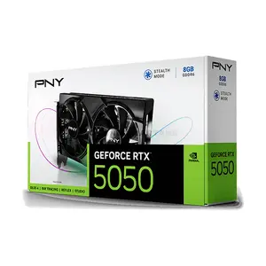 PNY GeForce RTX 5050 8GB Dual Fan Graphics Card, NVIDIA Blackwell Architecture, 8GB GDDR6 128-bit, 2560 CUDA Cores, 2572MHz Boost Clock, PCIe 5.0 x8, DLSS 4, 130W TDP & Dual-Slot Design