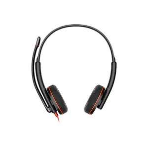 Plantronics Blackwire 3220 Stereo USB-C Black Wired Business Headset, Noise-Cancelling Boom Microphone, Hi-Fi Stereo Audio, Dynamic EQ, PC Wideband, USB-C to USB-A Adapter, Lightweight Metal Headband, Leatherette Ear Cushions, 8X2J9A6