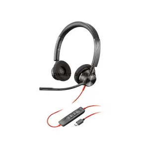 Plantronics Poly Blackwire 3320 8X220AA Stereo Microsoft Teams Certified USB-C Wired Headset, 32mm Drivers, Noise-Canceling Microphone, SoundGuard Digital & USB-C/A Adapter