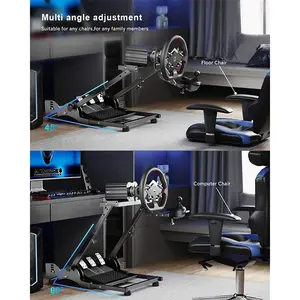 PXN-A10 Racing Wheel Stand, Foldable Adjustable Racing Simulator Frame, Carbon Steel Construction, Multi-Brand Steering Wheel Compatibility Gaming Cockpit Stand
