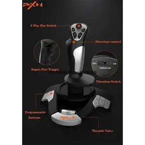 PXN-F16 Flight Joystick Controller, 4-Axis Precision Flight Control System, 12 Programmable Buttons, 8-Way Hat Switch, Vibration Feedback USB Flight Simulator Joystick for PC