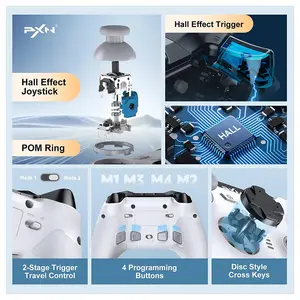 PXN P5 Wireless Gaming Controller, Hall Effect Joystick, 1000Hz Polling Rate, 2.4G Bluetooth Wired, PC, Android, iOS, Switch,White