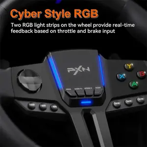 PXN-V900 Gen2 Racing Wheel, Adjustable 270° and 900° Steering Rotation, Dual Vibration Feedback System, Pedal Set Included, Wired USB Connectivity, Multi-Platform Racing Simulator Controller