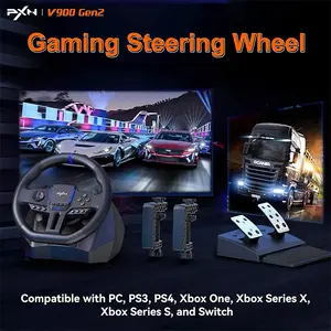PXN-V900 Gen2 Racing Wheel, Adjustable 270° and 900° Steering Rotation, Dual Vibration Feedback System, Pedal Set Included, Wired USB Connectivity, Multi-Platform Racing Simulator Controller