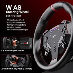 PXN VD4 Bundle Direct Drive Racing Wheel, 4Nm Force Feedback Torque, 11-Inch Steering Wheel, Hall Effect Pedal Set, Wired USB Connectivity, Sim Racing Bundle for PC
