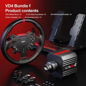 PXN VD4 Bundle Direct Drive Racing Wheel, 4Nm Force Feedback Torque, 11-Inch Steering Wheel, Hall Effect Pedal Set, Wired USB Connectivity, Sim Racing Bundle for PC