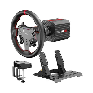 PXN VD6 Bundle Direct Drive Racing Wheel, 6Nm Force Feedback Torque, 280mm Steering Wheel, Hall Effect Pedal Set, Wired USB Connectivity, Professional Sim Racing Bundle for PC