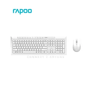Rapoo 8210M Multi-Mode Wireless Keyboard & Mouse Combo White, Bluetooth 5.0 & 2.4GHz Wireless Connectivity, 104-Key Full-Size Keyboard, 1300 DPI Optical Mouse, Multi-Device Desktop Combo