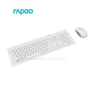 Rapoo 8210M Multi-Mode Wireless Keyboard & Mouse Combo White, Bluetooth 5.0 & 2.4GHz Wireless Connectivity, 104-Key Full-Size Keyboard, 1300 DPI Optical Mouse, Multi-Device Desktop Combo