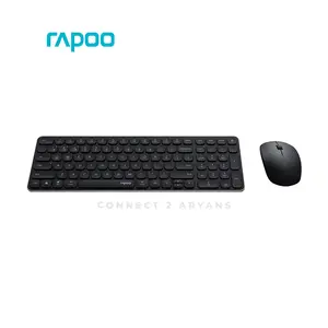 Rapoo 9320M Multi-Mode Wireless Keyboard & Mouse Combo Black, Bluetooth 5.0 & 2.4GHz Wireless Connectivity, Ultra-Slim Keyboard, 1300 DPI Optical Mouse, Multi-Device Desktop Combo