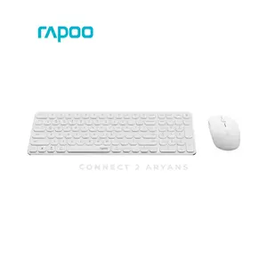 Rapoo 9320M Multi-Mode Wireless Keyboard & Mouse Combo White, Bluetooth 5.0 & 2.4GHz Wireless Connectivity, Ultra-Slim Keyboard, 1300 DPI Optical Mouse, Multi-Device Desktop Combo